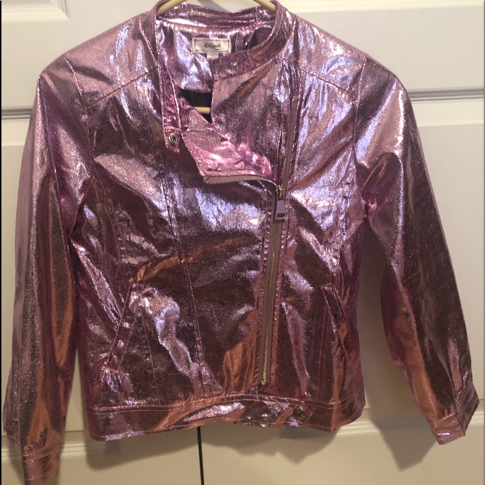 Disney D-Signed Descendants Girls "Future Queen" Pink Foil Moto Jacket, Size S